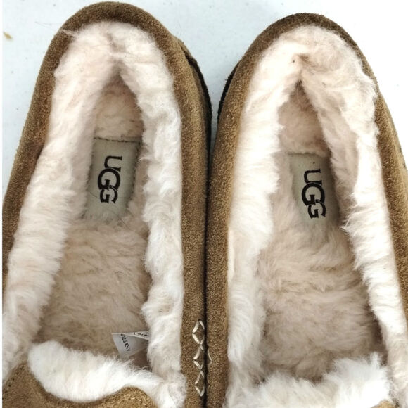 UGG Ansley size 9 Chestnut Slippers Suede Fleece - Picture 5 of 9